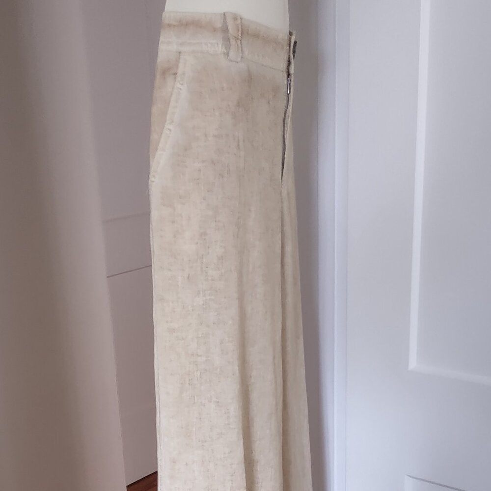 ZARA NWT Full Length Beige Bronze Linen Blend Trousers Size MEDIUM - Picture 6 of 11